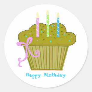 Lekker födelselsedags-cupcake runt klistermärke