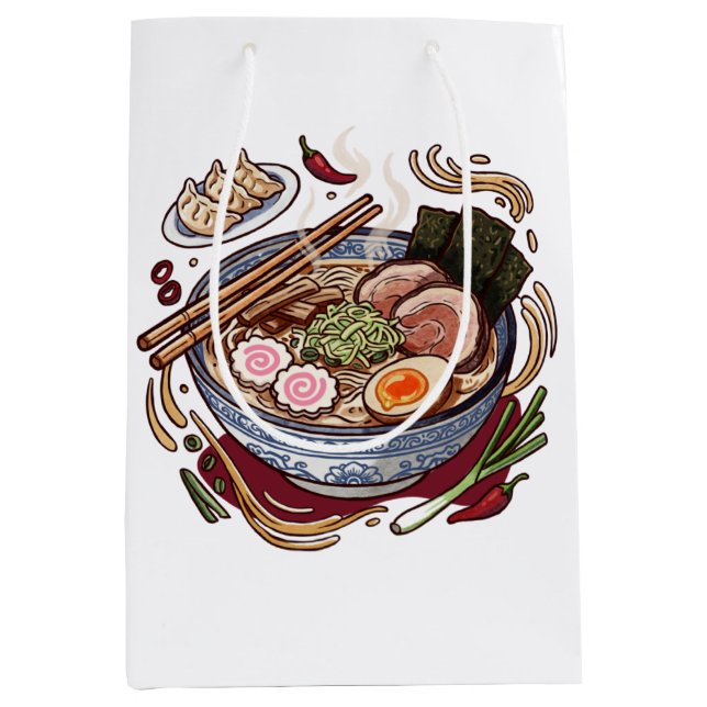 Lekker japansk ramen och gyoza-dumplingar. (Framsidan)