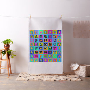 Lekmatta för barnrum eller Alfabet-quilt - 142x142 Tyg