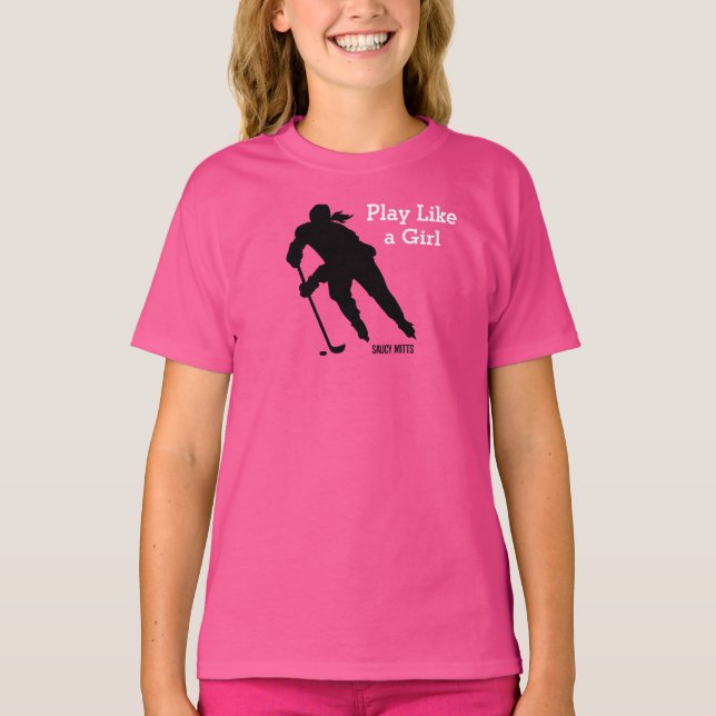 Leknågot liknande en flickahockeyrosa t shirt (Framsida)