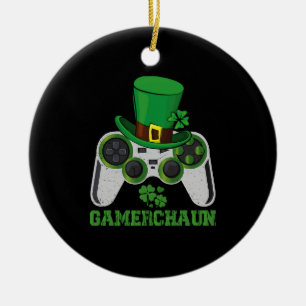 Lekor Leprechaun Pojkar St Patricks Day Spelare Julgransprydnad Keramik
