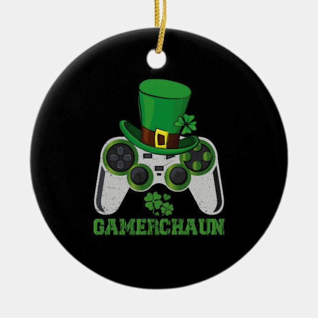 Lekor Leprechaun Pojkar St Patricks Day Spelare  Julgransprydnad Keramik (Framsidan)