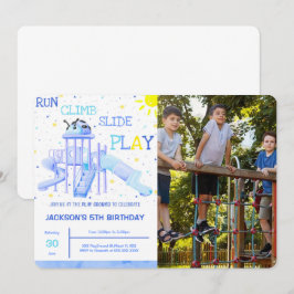 Lekplats födelsedagsfoto inbjudan