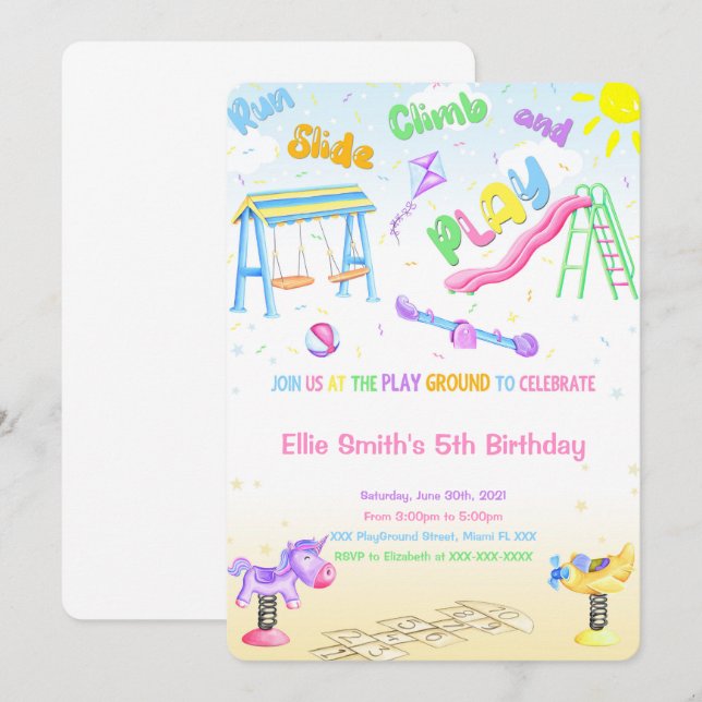 Lekplatsinbjudning Inbjudningar (Fram/baksida)
