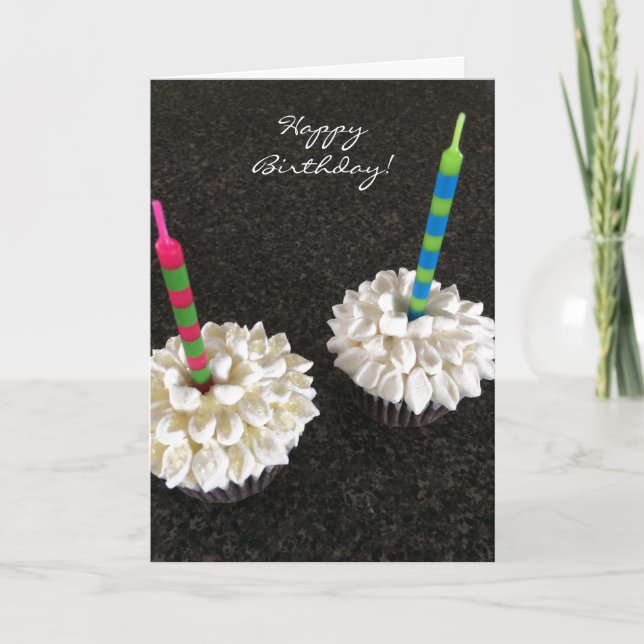 Lekra blomcupcakes med ljus kort (Framsida)