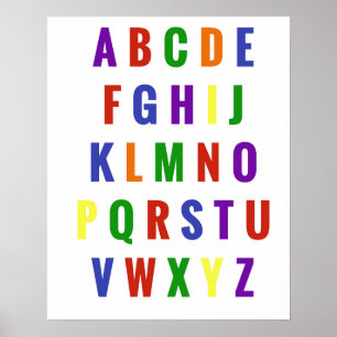Lekrum Bokstäver Alfabet Ljus Primär Regnbåge Poster