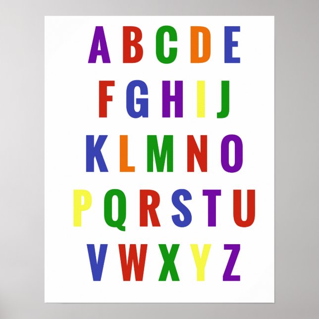 Lekrum Bokstäver Alfabet Ljus Primär Regnbåge Poster (Framsidan)