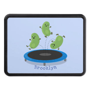 Leksa roliga grönt bönor på tecknad av spårvagn dragkroksskydd