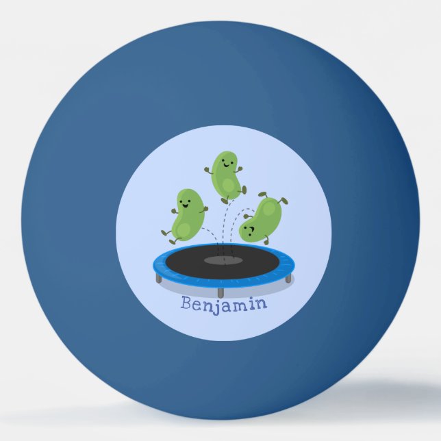 Leksa roliga grönt bönor på tecknad av spårvagn pingisboll (Framsidan)