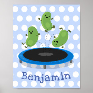 Leksa roliga grönt bönor på tecknad av spårvagn poster
