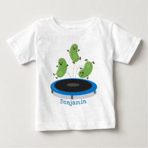 Leksa roliga grönt bönor på tecknad av spårvagn t shirt