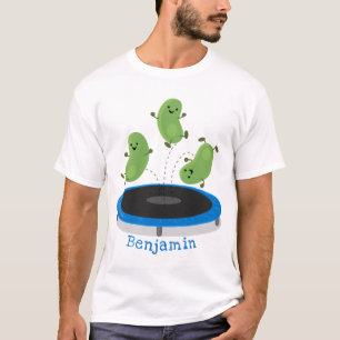 Leksa roliga grönt bönor på tecknad av spårvagn t shirt