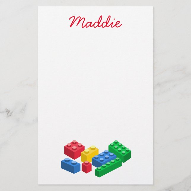 Leksak bygger tegelstenar färgstarka barn brevpapper (Framsida)