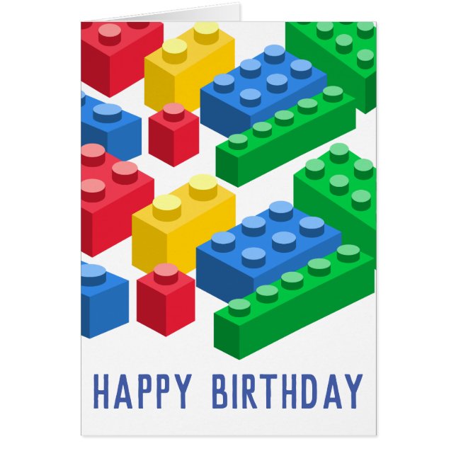 Leksak bygger tegelstenar färgstarka barn hälsningskort (Framsidan)
