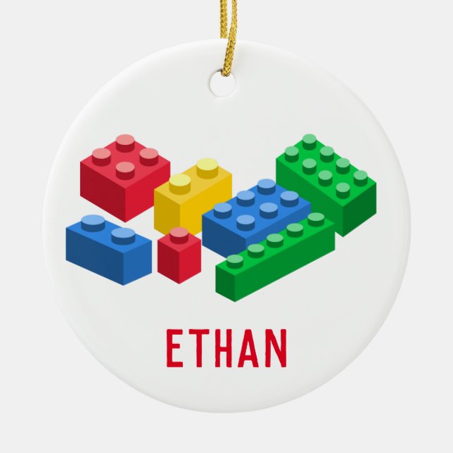 Leksak bygger tegelstenar färgstarka barn julgransprydnad keramik (Framsidan)