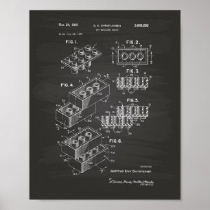 Leksak Byggnad Brick 1961 Patent Art - Chalkboard Poster