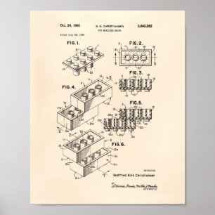 Leksak Byggnad Brick 1961 Patent Art - Gamla peper Poster