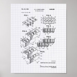Leksak Byggnad Brick 1961 Patent Art - Lintade pep Poster