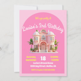 Leksak Dream Doll House Rosa Födelsedagsfest Inbjudningar