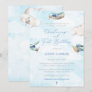 Leksak Flygplan Boy Christening 1st Birthday Party Inbjudningar