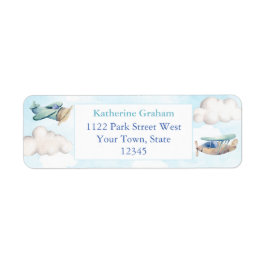 Leksak Flygplan Clouds Boy Baby Shower Returadress Etikett