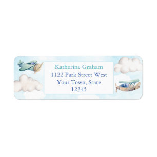 Leksak Flygplan Clouds Boy Baby Shower Returadress Etikett