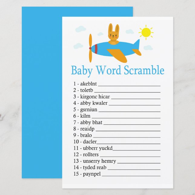 Leksak-flygplanet Baby ord-schaktspel (Fram/baksida)