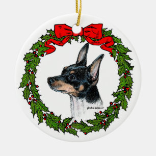 Leksak Fox Terrier Art av Glenda S. Harlan Julgransprydnad Keramik