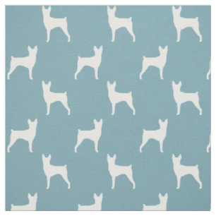 Leksak Fox Terrier Hund Silhouettes Blue och White Tyg