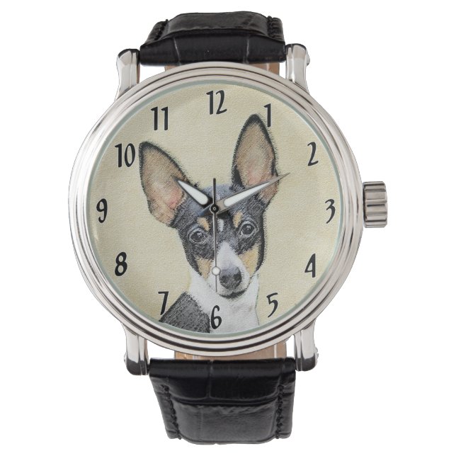 Leksak Fox Terrier-målning - Cute Original Hund Ar Armbandsur (Framsida)