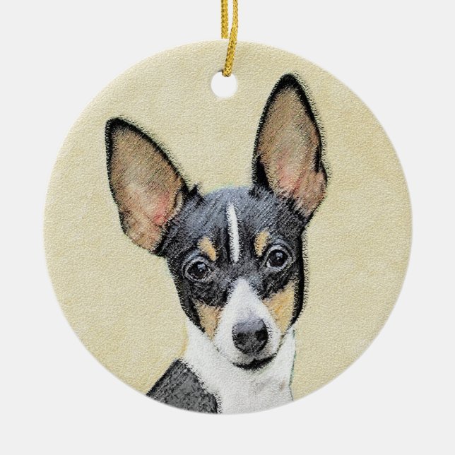 Leksak Fox Terrier-målning - Cute Original Hund Ar Julgransprydnad Keramik (Framsidan)
