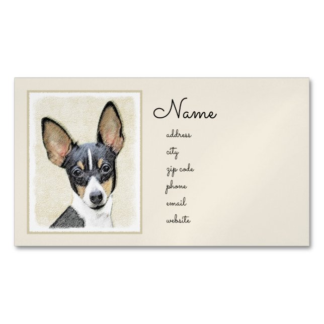 Leksak Fox Terrier-målning - Cute Original Hund Ar Magnetiska Visitkort (Framsida)