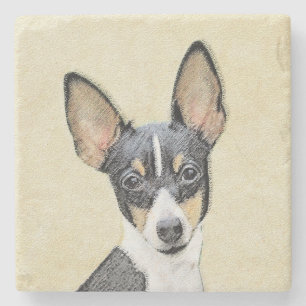 Leksak Fox Terrier-målning - Cute Original Hund Ar Stenunderlägg