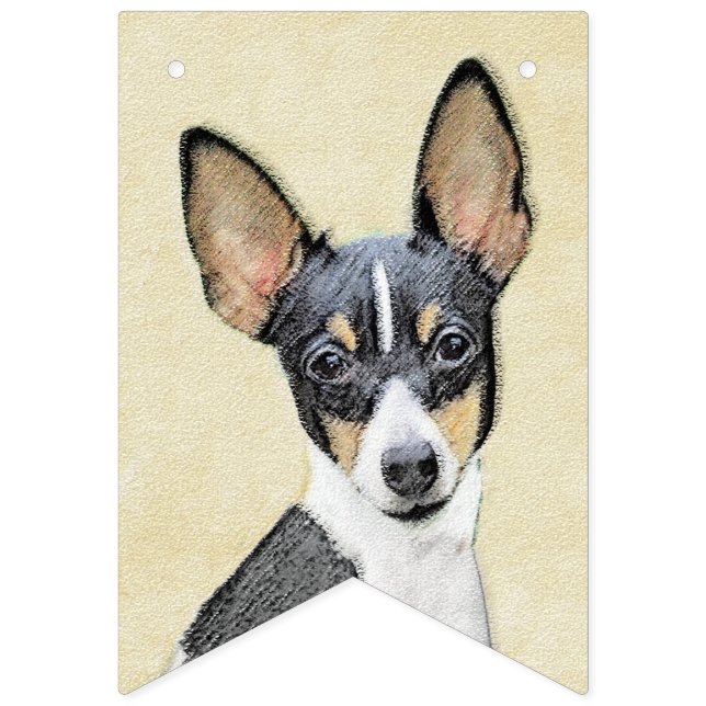 Leksak Fox Terrier-målning - Cute Original Hund Ar Vimplar (Första flaggan)