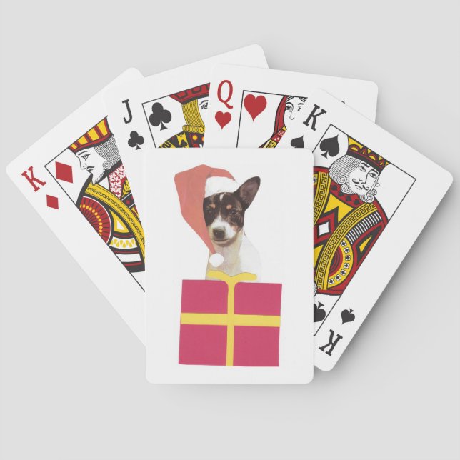 Leksak Fox Terrier Santa Hat-uppspelningskort Casinokort (Baksidan)