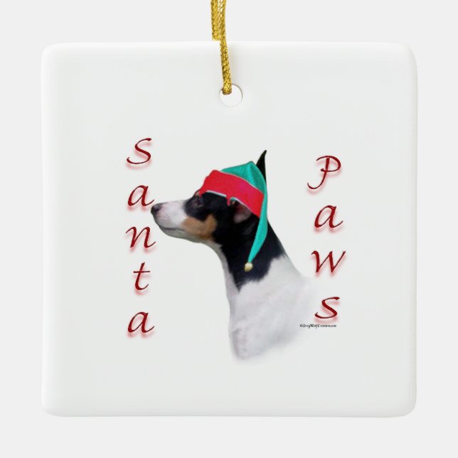 Leksak Fox Terrier Santa Tassar Julgransprydnad Keramik (Framsida)