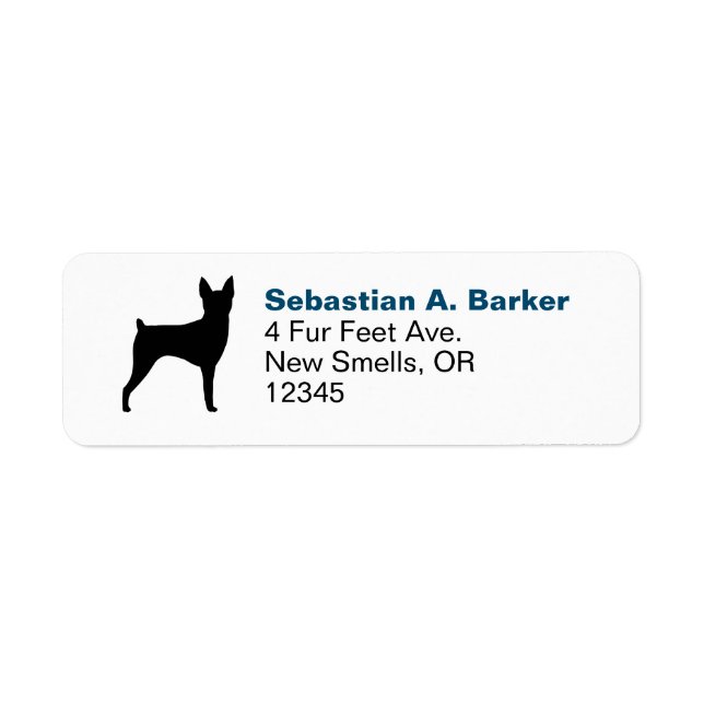 Leksak Fox Terrier Silhouette Returadress Anpassni Etikett (Framsidan)