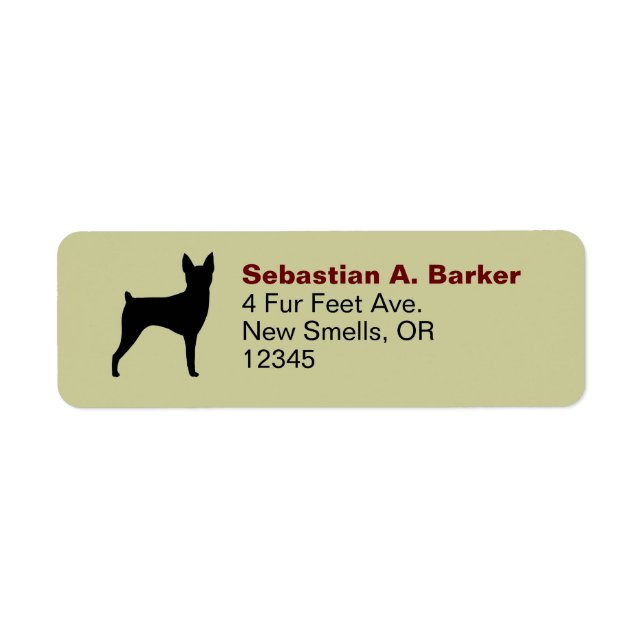 Leksak Fox Terrier Silhouette Returadress Anpassni Etikett (Framsidan)