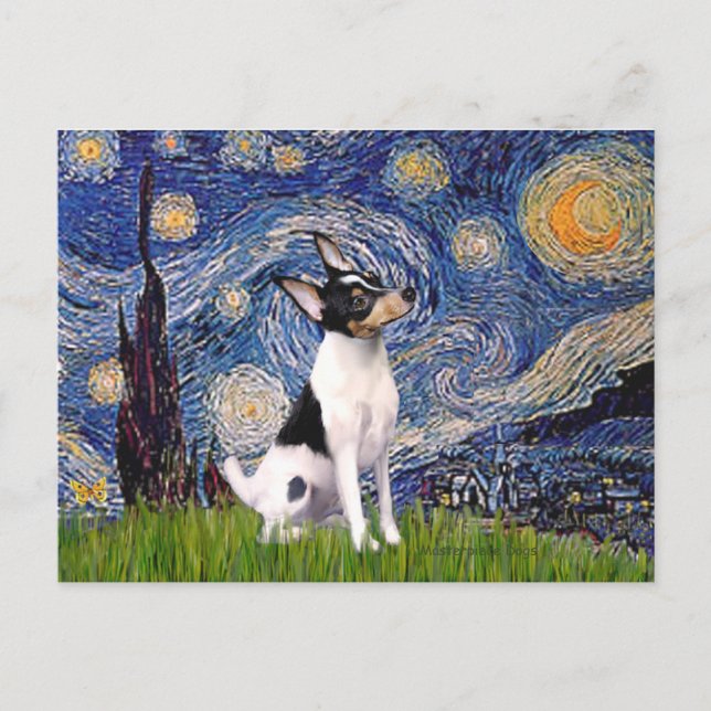 Leksak Fox Terrier - Starry Natt Vykort (Framsida)