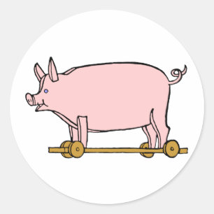 Leksak Gris Vintage Art Sticker Runt Klistermärke