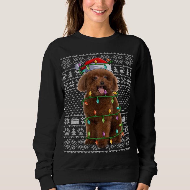 Leksak Hund älskare Santa Hat Ugly Leksak Pudel Ch T Shirt (Framsida)