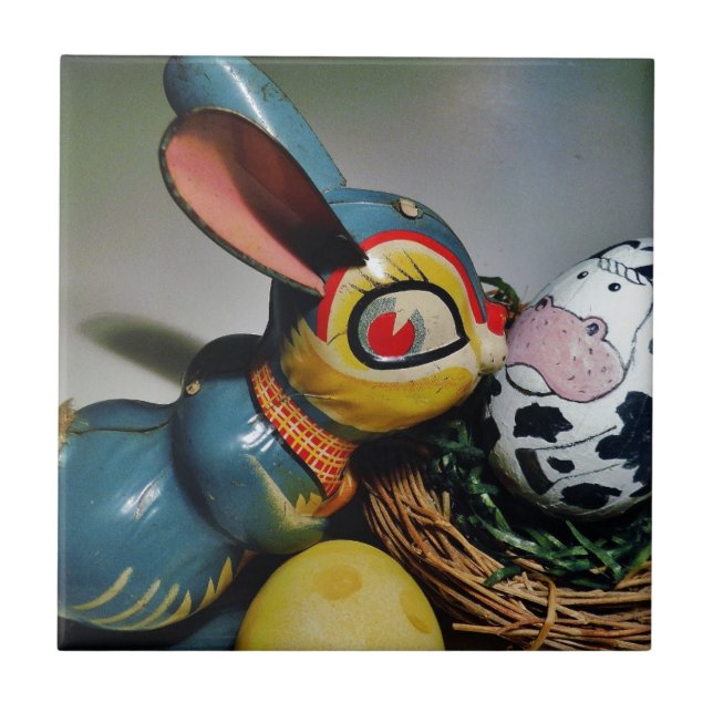 Leksak, kanin och ko-ägg kakelplatta (Framsidan)