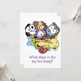 Leksak-låda med varuinbjudan inbjudningar