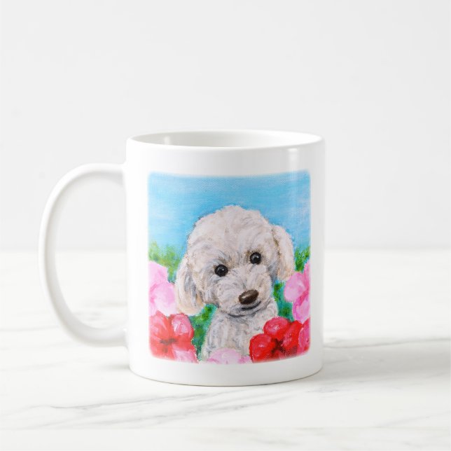Leksak pudel, Bichon frise, Malta, Fluffy hund Kaffemugg (Vänster)