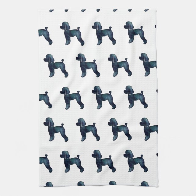 Leksak Pudel Black Watercolor Silhouette Kökshandduk (Vertikal)