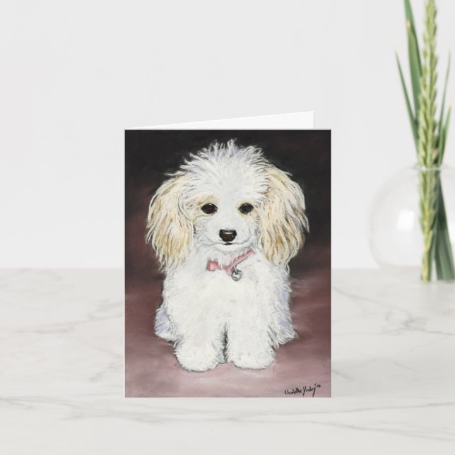 Leksak Pudel Hund Art Notecard Helgkort (Framsida)