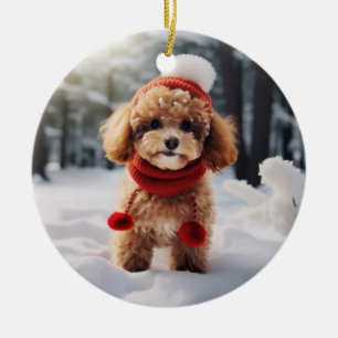 Leksak Pudel Hund Julgransprydnad Keramik
