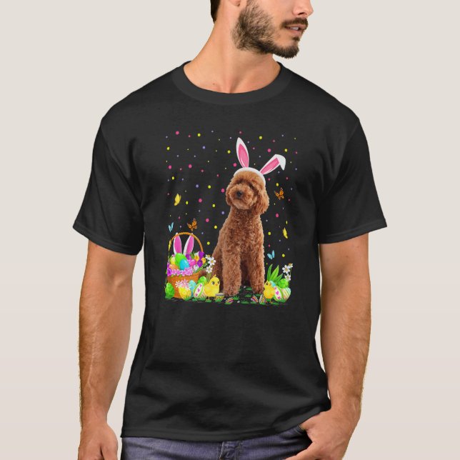 Leksak Pudel Hund Påskägg som jagar Leksak Pudel-ö T Shirt (Framsida)