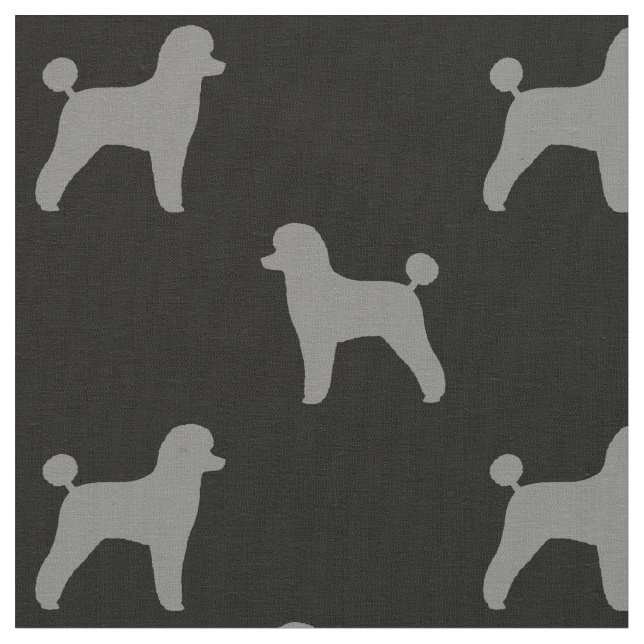 Leksak Pudel Hund Silhouettes Mönster Grått och sv Tyg (Närbild)