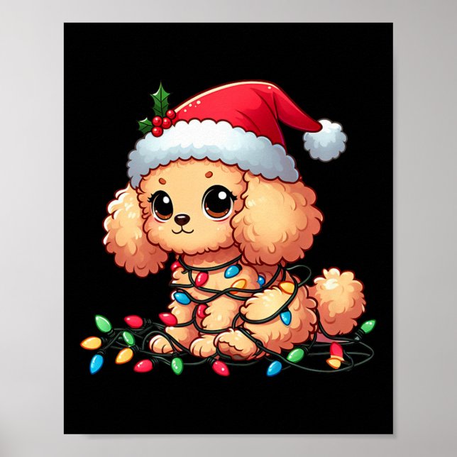 Leksak Pudel jul Ljus Hund Funny Julafton Poster (Framsidan)